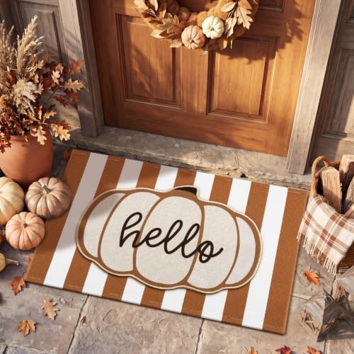 24" X 36" Fall Hello Pumpkin Layered Doormat Set for Front Door by Sonwyoung