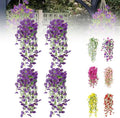 Artificial Flowers for Outdoors Fake Morning Glory Hanging Flower Decoration, 4 Pcs Realistic Faux Plants Petunias Trailing Vines, Spring Summer Decor for Porch Patio Balcony Planter Yard(Purple) by BloomwithJoy