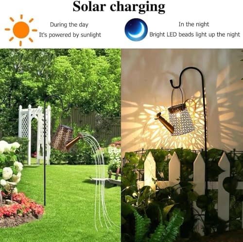 Solar Watering Can Light,Large Metal Hanging Garden Decorative Lights - Image 4