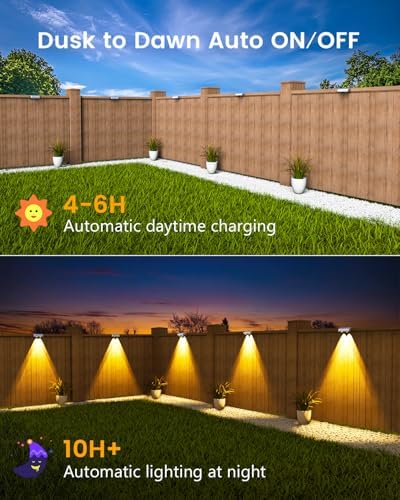 JOFIOS Solar Fence Lights Outdoor Waterproof, 80 Lumens Solar Lights for Fence with Warm White & RGB 8 Colors,Outdoor Solar Light for Deck, Patio, Backyard, Fence, Railing (8-Pack-White) - Image 5