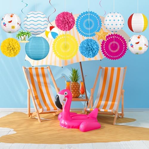 Renbuzhu 15Pcs Beach Party Decorations Pool Luau Summer Decor Set - Image 2