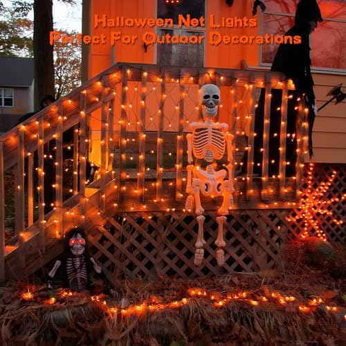 JMEXSUSS 360 LED Halloween Net Lights, Orange, 12ft x 5ft - Image 5