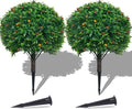 PATIO CHOICE Topiary Trees Artificial Outdoor Boxwood Ball Trees with Ground Spike Set of 2 22" Fake Outdoor Plants Faux Bushes and Shrubs Decorations for Outdoor Indoor Front Porch Garden by LittleBeaver