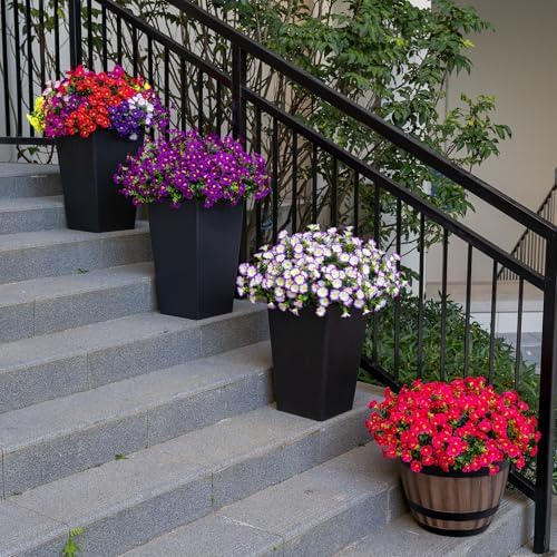 Artificial Flowers for Outdoor 16 Bundles Fake Morning Glory,purple/white - Image 6