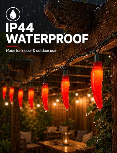 Red Chili Pepper Lights, 13.6Ft Christmas Decorations String Lights with 35 Red Chili Pepper Lights for Mexican Fiesta Indoor Party Kitchen Patio Bedroom Decorations, Green Wire - Image 3