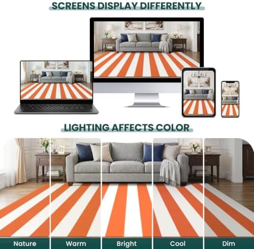 KOZYFLY Striped Rug 3x5 ft Orange and White Halloween Fall Front Door Rugs - Image 6