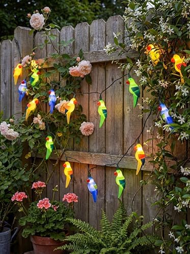 Outdoor Tropical Parrot String Lights Plug in, 8.5Ft Outdoor Hawaiian Decorative Patio String Lights with 10 Colorful Parrot Lights, Hanging Novelty Bird Lights for Deck Backyard Trees Stair Party - Image 6