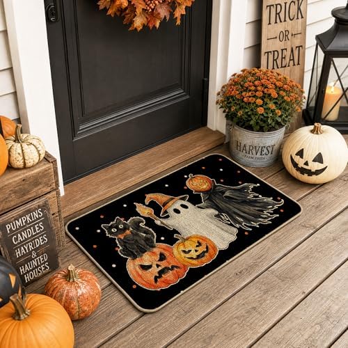 Hexagram Halloween Door Mat Pumpkin Ghost Doormat Front Porch Decorations - Image 2