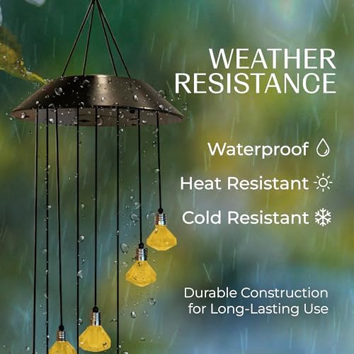 Upblend Outdoors Solar Hanging Decoration for Outside – Color Changing LED Decoration for Outdoor, Solar Chimes Outdoor Waterproof, Light Decor for Outside – Diamond, Gold - Image 4