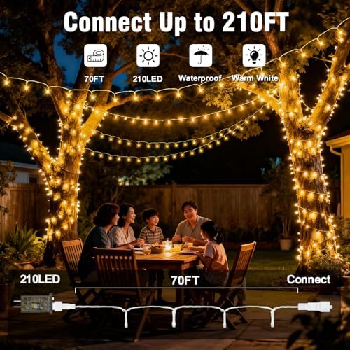 Outside LEDs Warm White LED String Lights – 66FT Transparent Wire, Waterproof & Connectable Christmas Tree Lights for Indoor Outdoor Holiday Décor - Image 2
