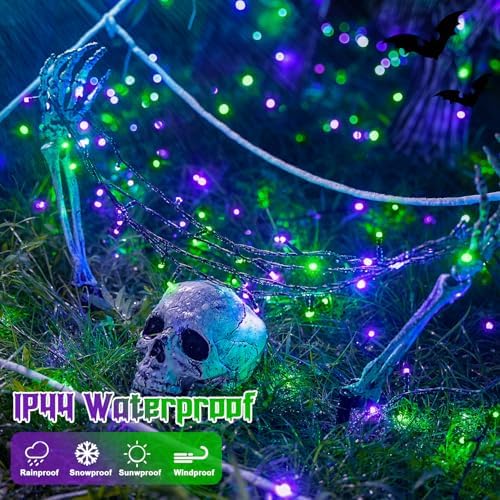 JMEXSUSS 66ft 200 LED Purple and Green Halloween Lights Plug in - Image 6