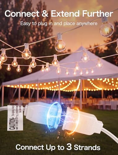 25FT Outdoor White String Lights with 27 G40 Clear Bulbs - Image 4