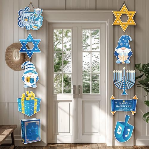Yaomiao 2 Sets Hanukkah Door Banner Welcome Porch Sign Hanging Decor - Image 6