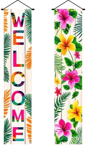 BlissYard Welcome Spring Summer Floral Porch Sign Flowers Banner Door Sign Decorations Hanging Door Banner Spring Summer Decorations for Front Door Indoor Outside Home Yard Porch Wall Decor by BlissYard