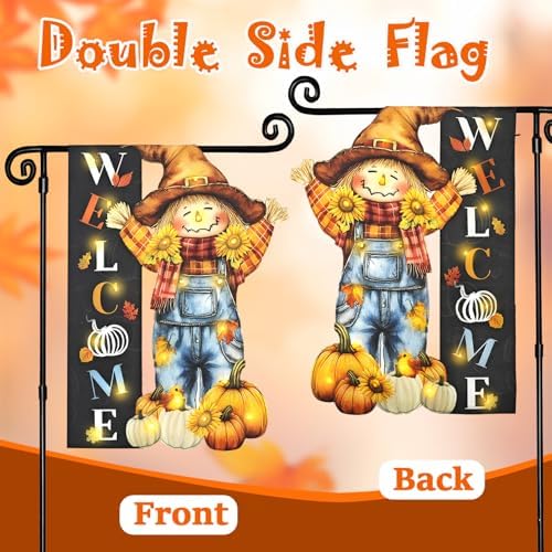 Thanksgiving Garden Flag, Scarecrow Fall Porch Decor, 28x40 In - Image 6