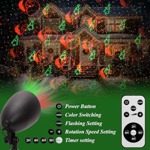 Holiday Laser Projector Lights Outdoor, Dynamic Snowflake Lighting Effects Holiday Projector Outdoor with Remote, Christmas Spotlights for House Yard Garden Xmas Decoration - Image 4