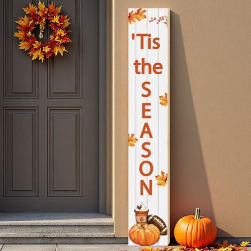 Fall Porch Decor Outdoor Autumn Thanksgiving Wooden Porch Sign 46.8 Inch by YUNKKIN