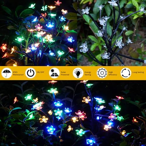 2 Pack Solar Lights Outdoor Waterproof, Garden Lights Solar Flowers - Image 5