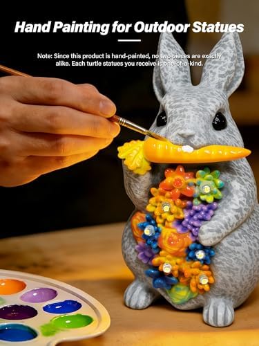 Guhope Solar Garden Statues, Outdoor Bunny Decor with Succulent and 6 LED Lights, Outside Yard Figurine Decor for Garden, Lawn, Balcony, Porch, Unique Gifts for Mom Grandma - Image 3