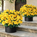2Pcs Artificial Silk Rose Flower Topiary Tree for Front Porch Decor(Yellow) by Juxdp