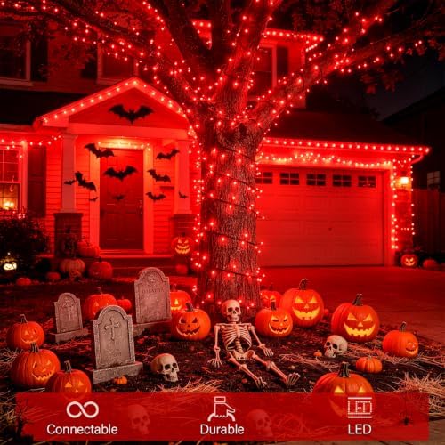 JMEXSUSS 250 LED Red Lights for Halloween, 91.5ft Red String Lights Plug in - Image 4