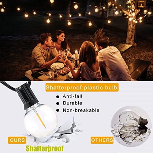 100FT LED String Lights Outdoor Waterproof G40 Globe String Lights with 52 Shatterproof Bulbs(2 Extra), Dimmable Connectable Patio Lights String for Hanging Bistro Backyard Gazebo Lights - Image 3