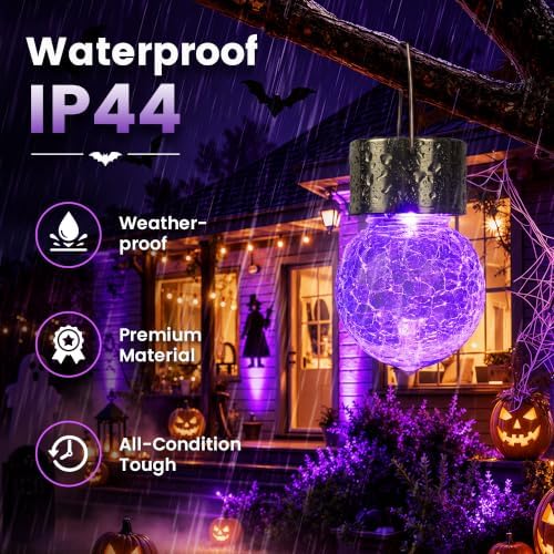 GIGALUMI Halloween Solar Lights Outdoor Solar Hanging Lanterns Outside 12PC - Image 2