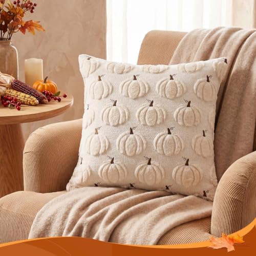 Fall Beige Pillow Covers 20x20 Set of 2 Double-Sided Pumpkin Decor - Image 4