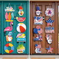Yaomiao 4 Sets Patriotic 4th of July Door Banners Summer Decorations Hello Summer Porch Banner for Tropical Beach 250th Anniversary Independence Day Memorial Day Outdoor Indoor Wall Hanging Decor by Yaomiao