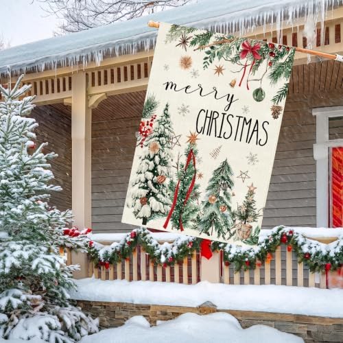 Baccessor Christmas House Flag 28x40 Inch Large Winter Pine Trees Farmhouse - Image 5