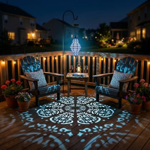 Twinkya Hanging Solar Lights Outdoor Garden Decor, Decorative Waterproof Plastic Moroccan Solar Lantern Lamp, Outside Decorations for Patio Yard Porch Backyard Decor, Gardening Gifts for Women Mom - Image 3