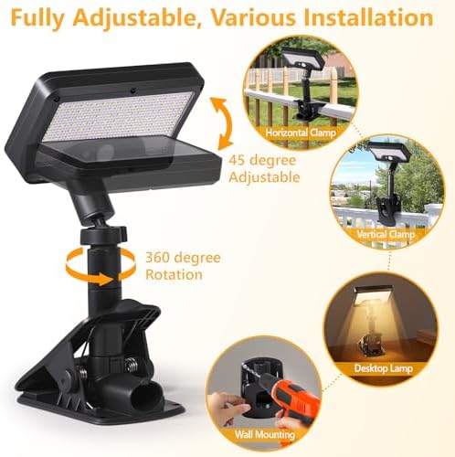Clip On Solar Motion Lights Outdoor,360°Rotatable Fence Lights(1Pack,3000K) - Image 2
