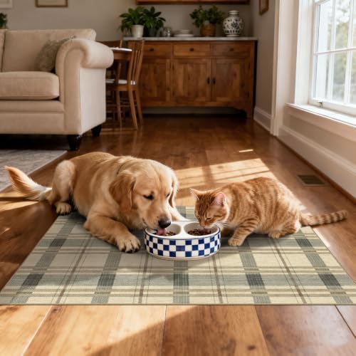 Front Door Mat Outside Entrance - 2x3 Taupe Beige Tartan Plaid Rug - Image 6