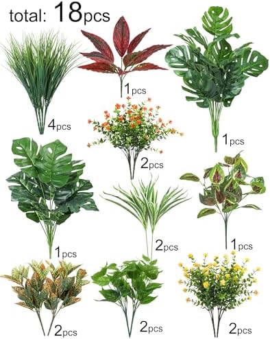 Ouddy Decor 18 Pcs Artificial Plants for Outdoors Fake Greenery Stems - Image 2