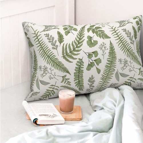 Sage Green Spring Pillow Covers 12x20 Inch 2 Pcs Vintage Leaf Plant Decor Throw Pillows Tropical Botanical Leaves Seasonal Outdoor Decoration Pillowcase Linen Cushion Cover for Couch Sofa - Image 2