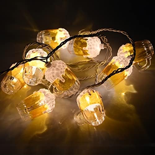 Beer Mug String Lights Celebration Decor Lights, 8.5Ft Outdoor Tropical Lights with 10 3D Beer Cup Lights, Creative String Lights for Summer Themed Bar Party Bedroom Wedding Graduation Club Decor - Image 3