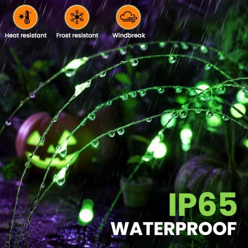 GIGALUMI 4 Pack Solar Firework Lights Outdoor, Halloween Decor, Green - Image 6
