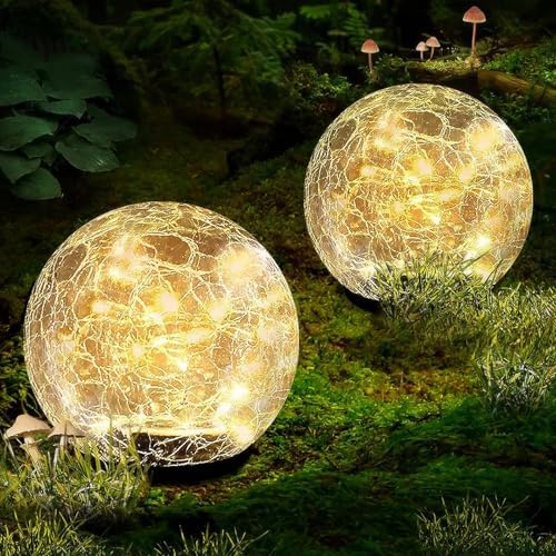 Garden Solar Ball Lights Outdoor Waterproof 50LED Cracked Glass Globe 4.7'' by Coroor