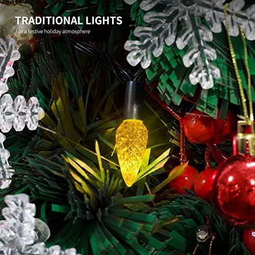 WATERGLIDE C6 Christmas Lights, 33ft 100 LED Faceted String Lights Green Wire Fairy Lights with 29V Safe Adaptor, 8 Lighting Mode, Waterproof for Indoor Outdoor Patio Xmas Tree Party Decor, Yellow - Image 5