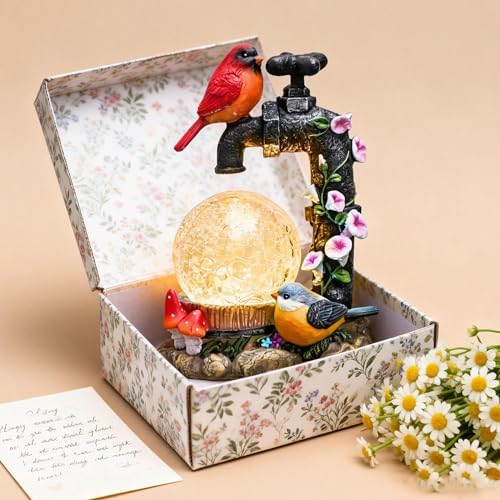 TERESA'S COLLECTIONS Garden Decor for Outside Red Cardinal Bird Statues with Outdoor Solar Lights, Resin Garden Sculptures & Statues for Lawn Porch Yard Decor, Valentines Gifts for Women Mom,8.3" - Image 2