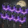 8 Pack Solar Halloween Lights Outdoor, Purple Skull Torch Lights by SPRKLINLIN