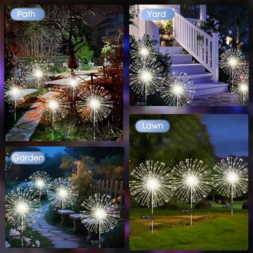 HPUFKOT Solar Garden Lights Outdoor,Waterproof Garden, 2PC 200 LED Twinkling Firework Lights Decorative with 8 Modes,Decor for Yard Patio Pathway Lawn for Yard Outside Fairy Decorative - Image 4