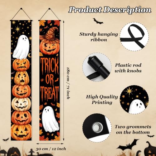Halloween Door Banners Outdoor Halloween Decorations Pumpkin Porch Decor - Image 3