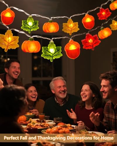 Fall Thanksgiving Lights Battery Operated 10Ft 20 LED Pumpkin Acorn Maple Leaf String Lights with Timer, Orange Autumn Light for Indoor Outdoor, Halloween Harvest Fall Decor for Home Porch Party - Image 6