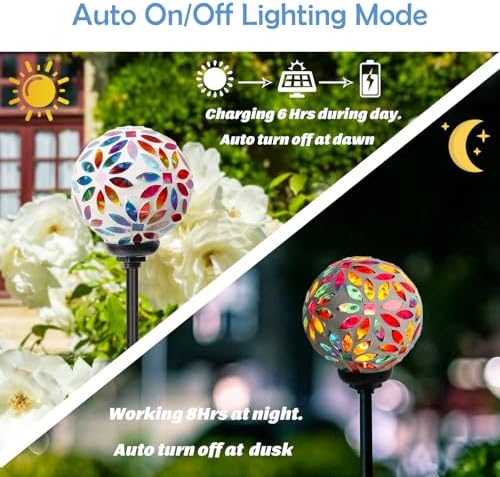 Afirst Solar Outdoor Decorative Light, Mosaic Stake for Yard Decor, 3.5" - Image 3