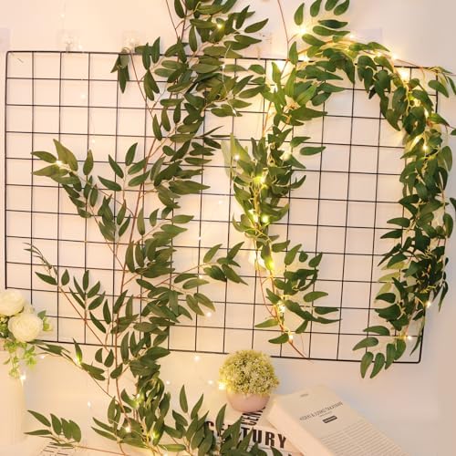 RECUTMS 2P Artificial Hanging Silk Willow Leaves Ivy Vine with Light 5.9Ft - Image 2