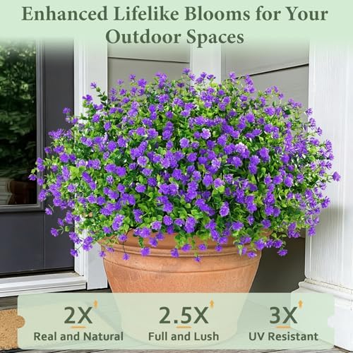Yastouay Artificial Flowers for Outdoors UV Resistant, 34 Bundles Purple Realistic Fake Outdoor Flowers Fake Plants, Faux Flowers for Outdoor Planters Front Porch Garden Window Box Farmhouse Decor - Image 3
