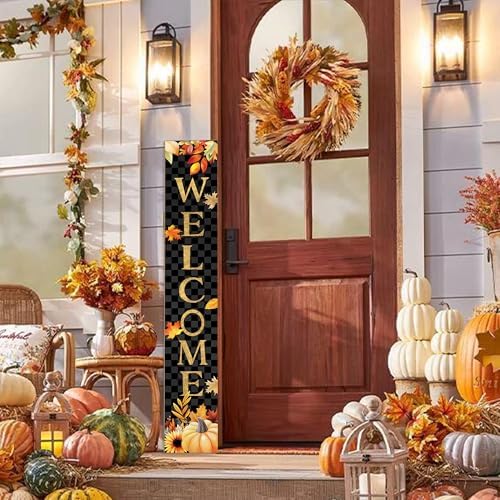 Fall Wooden Porch Sign 47" Autumn Pumpkin Maple Leaf Front Door Welcome Sign Vertical Standing Sign For Garden Home Yard Farmhouse Thanksgiving Decor - Image 7