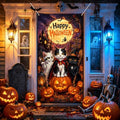 Halloween Door Cover, Fabric Front Door Porch Sign for Halloween Party by seewan
