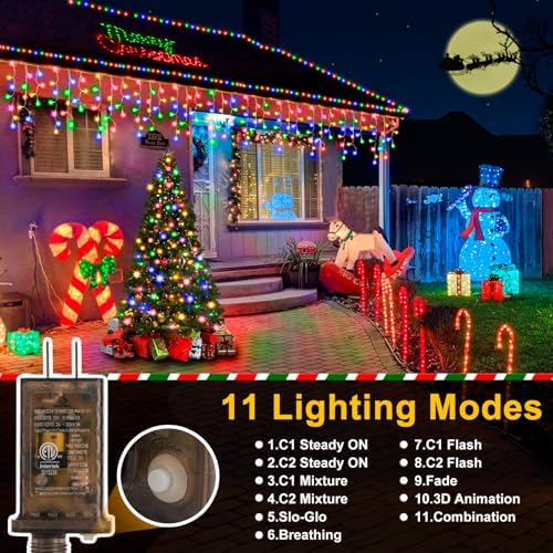 Color Changing Christmas Lights, 2 Pack Total 98FT 960 LED Ice Lights for Outside with 180 Drops, 11 Modes Warm White to Multicolor Ice String Lights for Christmas Eaves Party Decorations - Image 2